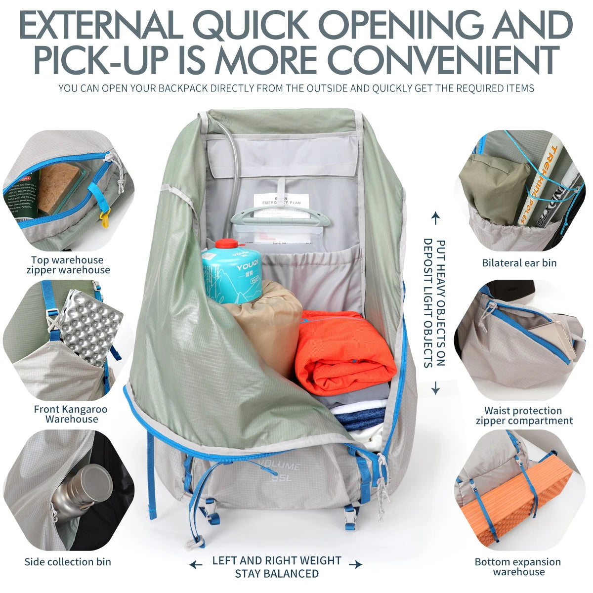 Hiking backpack large capacity