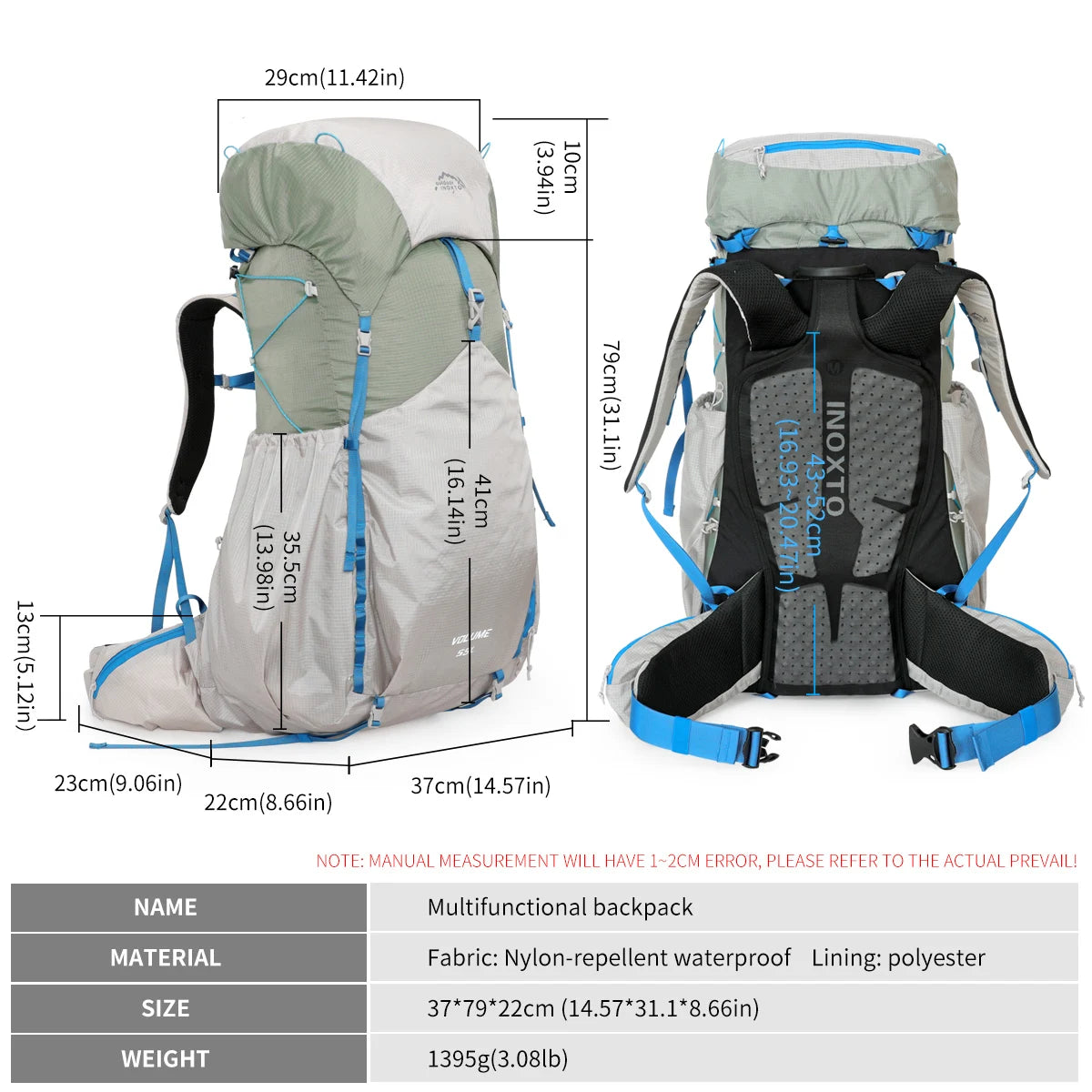 Hiking backpack large capacity